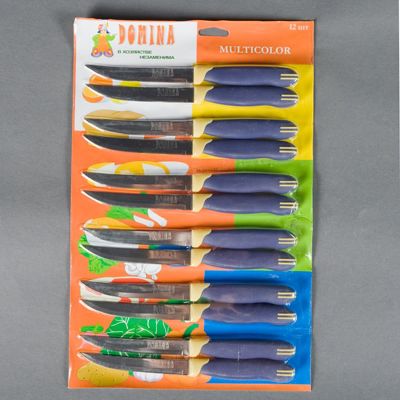 Нож кухонный №4 прямой 5 ручка пластик лист 12 шт/уп 5 лист(06.05)