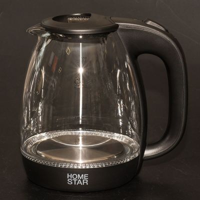 Чайник электрический HOMESTAR HS-1012 черный (003567), 2200Вт, 1.7л, диск, стекло