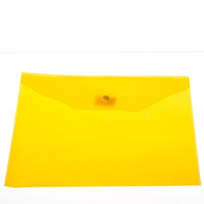 Папка-конверт на кнопке OfficeSpace А5 (190*240мм), 150мкм, пластик, полупрозрачная, желтая