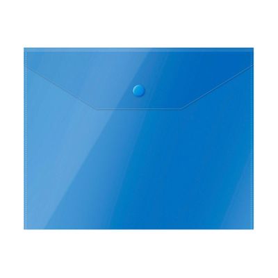 Папка-конверт на кнопке OfficeSpace А5 (190*240мм), 150мкм, пластик, полупрозрачная, синяя