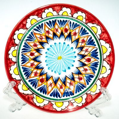 Тарелка 17 см красная атлас из керамики