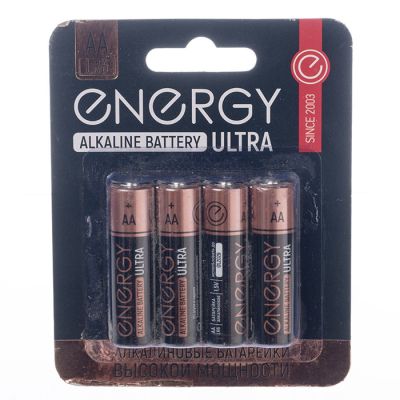 Батарейка алкалиновая Energy Ultra LR6/4B (AA) (4шт на блистере) (104405) уп/40