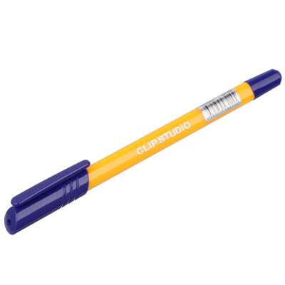 ClipStudio Ручка шариковая синяя, с желтым трехгранным корпусом, линия 0,7 мм, с инд. маркировкой