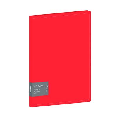 Папка с 20 вкладышами Berlingo Soft Touch , 17мм, 700мкм, красная, с внутр. карманом