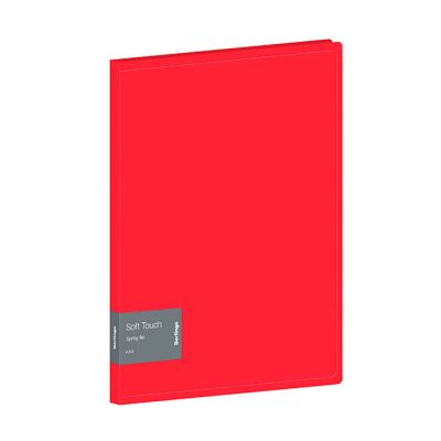 Папка с пружинным скоросшивателем Berlingo Soft Touch , 17мм, 700мкм, красная, с внутр. карманом