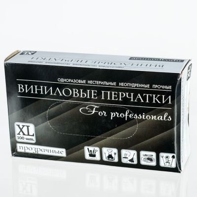 Перчатки виниловые неопудренные, прозрачные XL, 100 шт./10 уп.