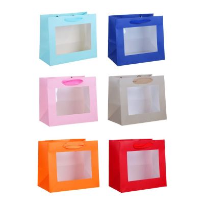 LADECOR Пакет подарочный, высококачественная бумага, с ПВХ окном, 24x20x11 см, 6цветов