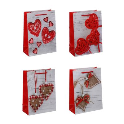 LADECOR Пакет подарочный, бумажный, 17,5x24x8 см, 4 дизайна, сердца