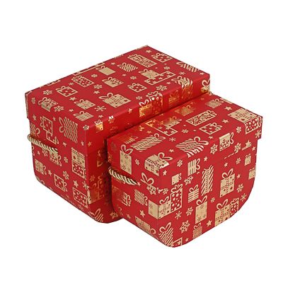 Набор подарочных коробок 2 в 1 (15x11,5x7,9 см, 17,7x13,4x10,4 см) с золотым фольг.слоем, красный