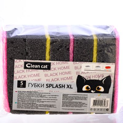 Губка для посуды CleanCat Black Home - Splash XL 5 шт 107*60*30 мм /25/1250