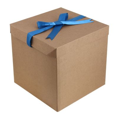 Коробка подарочная, складная, крафт с лентой, 25x25x25 см, 300 гр