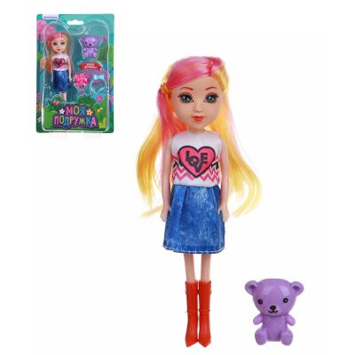ИГРОЛЕНД Кукла с цветными волосами, 16 см, PP,PVC, полиэстер, 22х15х4.5см, 3 дизайна